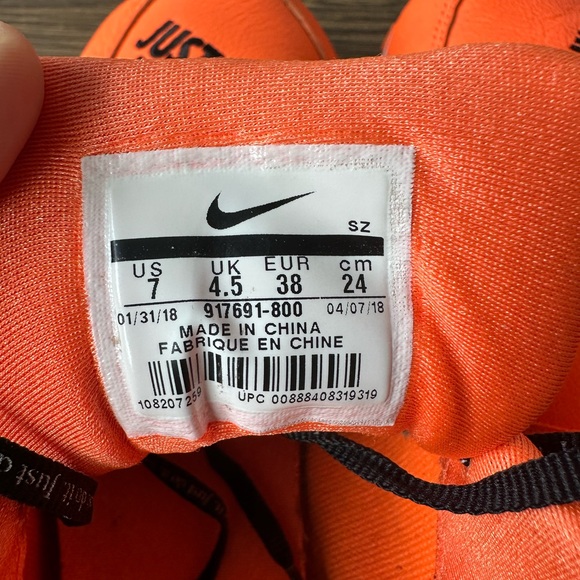 Nike Air Max 1 Just‎ Do It Orange (W) Size 7 - Picture 8 of 8